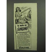 1945 Ovaltine Drink Mix Ad - To Wake Up Singing!