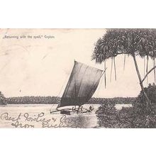 India Sea Ceylon Boat Ship Antique Rare 1905 Postcard