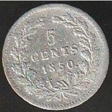 1850 Netherlands 5 Cents Silver Coin