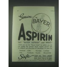 1925 Bayer Aspirin Ad - Genuine