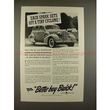 1937 Buick Car Ad - Each Spark Sets Off a Tiny Cyclone!