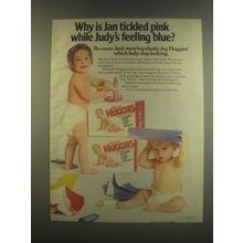 1985 Huggies Diapers Ad - Why is Jan Tickled Pink