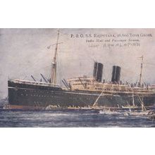 P&O Steamship Rajputana India Mail Steamer Antique Postcard