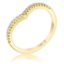 22Ct Goldtone Chevron Ring with CZ