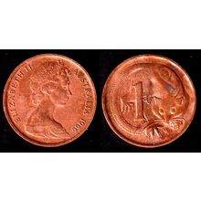 Australia One Cent 1966 Used Coin Possum Queen Elizabeth II 1c QE II