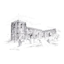 Art postcard Saint Mary’s Church, Whitby, Yorkshire, by Brian Lewis. Unposted