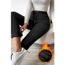 Black Thermal Lined Drawstring High Waist Leggings