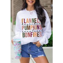 Beige FLANNELS PUMPKINS BONFIRES Graphic Drop Shoulder Sweatshirt