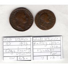 Ireland/USA. Woods Farthing & Halfpenny 1729s. dy20679