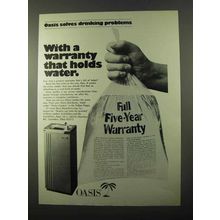 1971 Oasis Water Fountain Ad - Warranty Holds Water