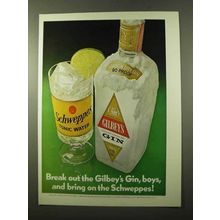 1972 Gilbey's Gin Ad - Bring on the Schweppes