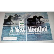 1988 Marlboro Menthol Cigarette Ad - Horses