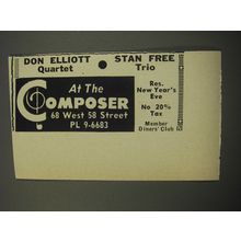 1955 The Composer Club Ad - Don Elliott Quartet Stan Free Trio