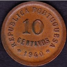 1940 Portugal 10 Centavos Coin
