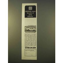 1963 Checker Car Ad - Lowers Price of Being Different