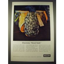 1965 Mallory Electronic Components Ad - Electronic Blood Bank