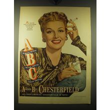 1947 Chesterfield Cigarettes Ad - Ann Sheridan - With the top stars