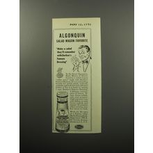 1951 Durkee's Famous Dressing Ad - Algonquin salad wagon favorite