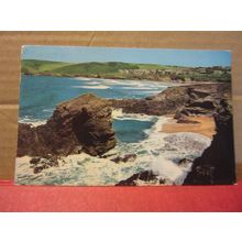 NEW POLZEATH FROM TRISTRAM, CORNWALL.. used postcard. 1977 pm Camel Cards /