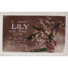 To Dear Dearest Lily With Love Novelty Name RPC Postcard