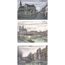 Buffet Paris Eglise The Church La Cite 3x Old Painting Postcard s