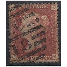 1858 SG43 1d Red Plate 142 Good Used Check Letters "QK".