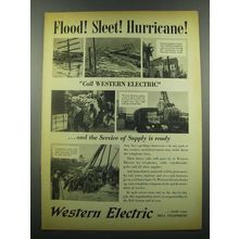 1939 Western Electric Ad - Flood! Sleet! Hurricane!