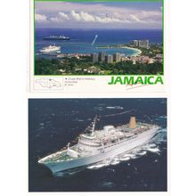 P&O Victoria Ship Sent On Board To Jamaica Cruise 2x Postcard
