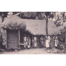 Ceylon Village Hut People Antique 1909 India Postcard