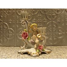 Painted China Double Candlesticks Made in Japan Cymbal player