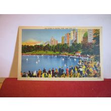 YACHT POND, CENTRAL PARK, NEW YORK CITY, USA unused vintage postcard =