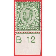 GB KGV 1912 1/2d GREEN SG339 MOUNTED MINT CONTROL B12