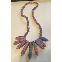 Blue & Pink Howlite Arrow & Bead Necklace # 695 17"