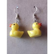 FUNKY 3D RUBBER DUCKY EARRINGS CUTE KITSCH FUN KAWAII DUCK BIRD