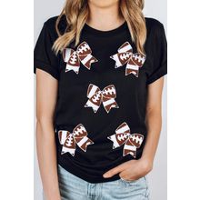 Black Rugby Football Bowknot Pattern Game Day T Shirt