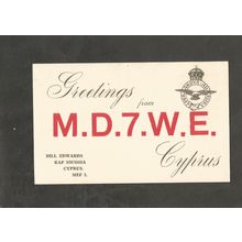 QSL Card Postcard MD7WE RAF Nicosia Cyprus Bill Edwards Royal Air Force 1950