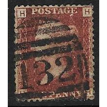 GB 1858 QUEEN VICTORIA 1d RED PLATE 116 OF USED SG43 / 44 "HH"