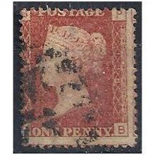 1858 SG43 1d Red Plate 198 Good/Fine Used Check Letters "PB".