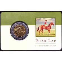 2000 Australia $5 Coin Carded Phar Lap Race Horse