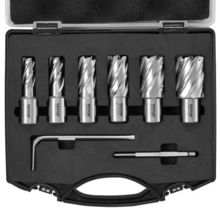 Annular Cutter Set, 6 pcs Weldon Shank Mag Drill Bits, 1/2" to 1-1/16" Cutti...