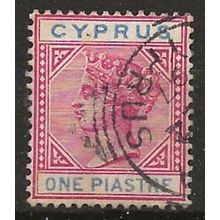 CYprus 1896 SG42 1pi Carmine & Blue Fine Used . .
