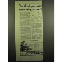 1918 Multigraph Ad - You Think You Know Something