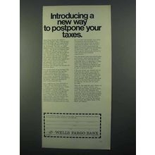 1968 Wells Fargo Bank Ad - Way to Postpone Your Taxes