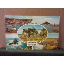 multiview, CORNISH RIVIERA, CORNWALL. used vintage postcard 1972 pm =