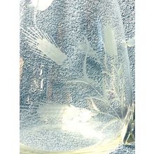 Pitcher Etched & 6 Etched Glasses Clear Glass all with Wheat Leaves Vintage