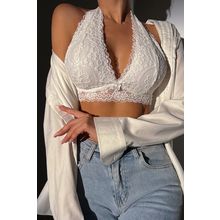 White Lace Crochet Halter Neck Bralette