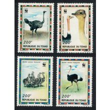 Chad WWF Birds North African Ostrich 4v 1996 MNH MI#1370-1373 Sc#693 a-d
