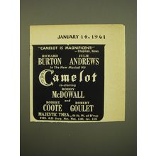 1961 Camelot Play Ad - Camelot is Magnificent! - Richard Burton Julie Andrews