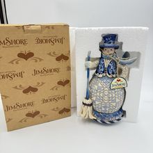 Rare JIM SHORE Blue Snowman"SWEEP AWAY THE WINTER BLUES" #4019787 Figurine 2010