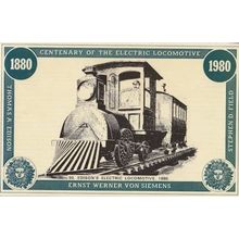 Edisons Electric Locomotive Ernst Werner Von Siemens 1880 Train Postcard